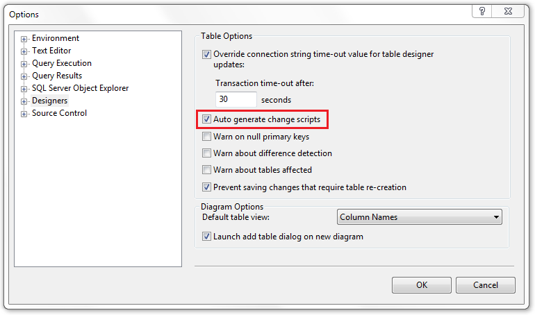 Auto generate change scripts